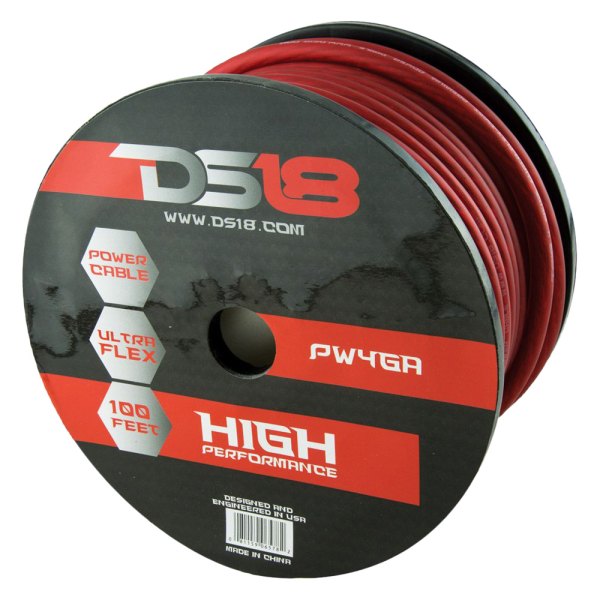 DS18® - Ultra Flex Series 4 AWG Single 100' Red Stranded GPT Power Cable