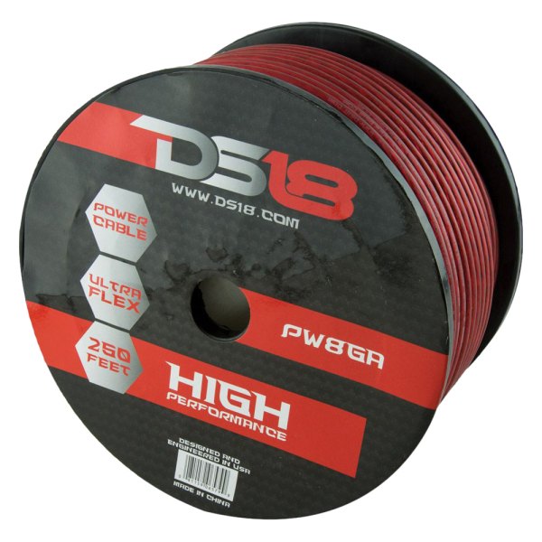 DS18® - Ultra Flex Series 8 AWG Single 250' Red Stranded GPT Power Cable
