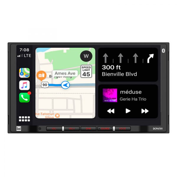 Dual® - 7" Touchscreen Display Double DIN Digital Media Receiver with Bluetooth, Android Auto, Apple CarPlay, Rear Camera Connectivity, Steering Wheel Control