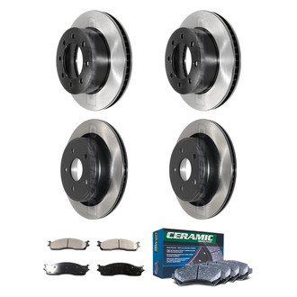 DuraGo® - Electrophoretic Coated Plain Front and Rear Brake Kit with Ceramic Pads