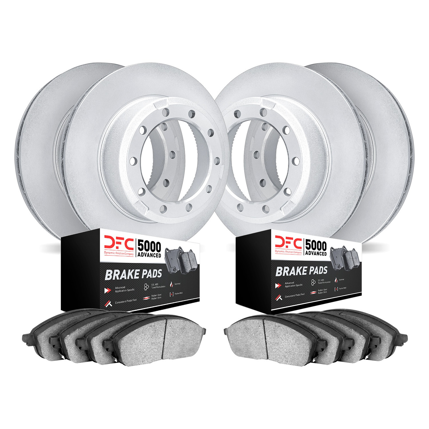 Dynamic Friction Company Disques de frein avant percés et fendus noirs avec plaquettes de frein avancées 5000 - 8502-63091