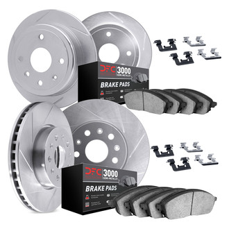 DFC® - Slotted Front and Rear Brake Kit with 3000 Series Semi-Metallic Brake Pads