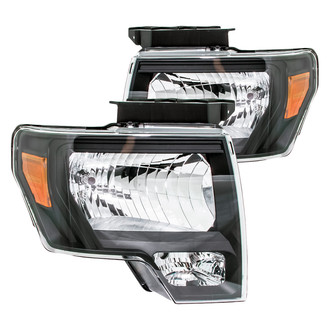 Eagle Eyes® - Driver and Passenger Side Black Euro Headlights