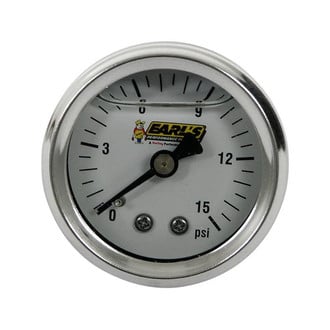 Earl's Performance® - 1.5" 1/8" NPT Male Thread on Back Oil Filled Fuel Pressure Gauge, 15 PSI