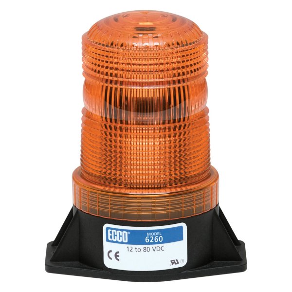 ECCO® - 4.9" 6262 Series 2-Bolt Mount Side Wire Exit Medium Profile Amber LED Beacon Light