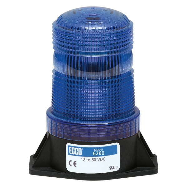 ECCO® - 4.9" 6262 Series 2-Bolt Mount Side Wire Exit Medium Profile Blue LED Beacon Light