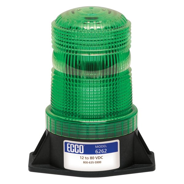 ECCO® - 4.9" 6262 Series 2-Bolt Mount Side Wire Exit Medium Profile Green LED Beacon Light