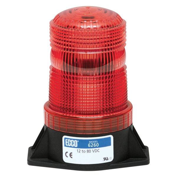 ECCO® - 4.9" 6262 Series 2-Bolt Mount Side Wire Exit Medium Profile Red LED Beacon Light