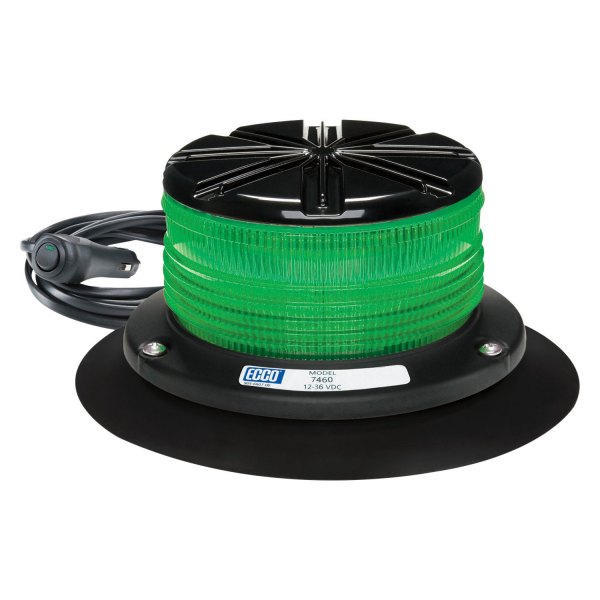 ECCO® - 4.1" 7460 Series Profile™ Vacuum/Magnet Mount Low Profile Green LED Beacon Light