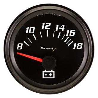 Equus® - 6000 Series 2" Voltmeter Gauge, Black, 8-18 V