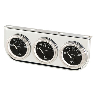Equus® - 7000 Series 2" 3-Gauge Panel (Water Temp/Volt/Oil Pressure), Chrome