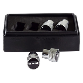 Eurosport Daytona® - Chrome Knurled Wheel Valve Stem Caps With Ram Word