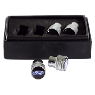 Eurosport Daytona® - Chrome Knurled Wheel Valve Stem Caps With Ford Logo