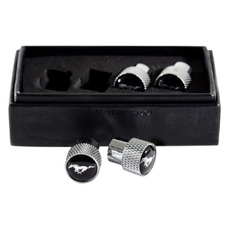 Eurosport Daytona® - Chrome Knurled Wheel Valve Stem Caps With Mustang Logo