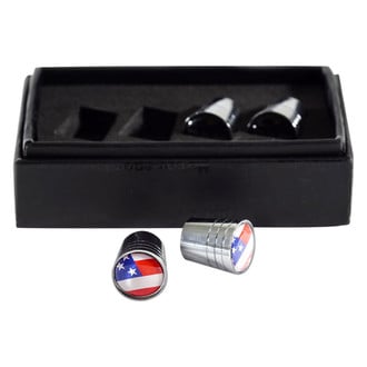 Eurosport Daytona® - Chrome Tapered Wheel Valve Stem Caps With USA Flag Logo