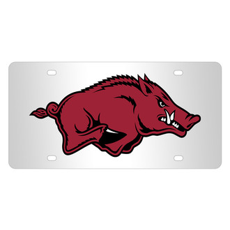 Eurosport Daytona® - NCAA Polished License Plate with Arkansas Razorbacks