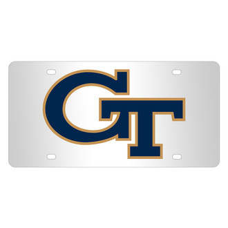 Eurosport Daytona® - NCAA Polished License Plate with Georgia Tech Y. Jackets