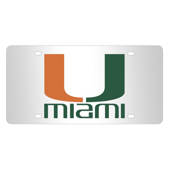 Eurosport Daytona® - NCAA Polished License Plate with Miami Hurricanes
