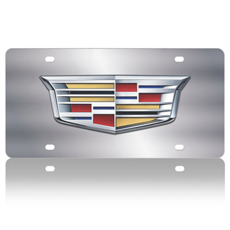 Eurosport Daytona® - GM Polished License Plate with Colored Cadillac New Emblem