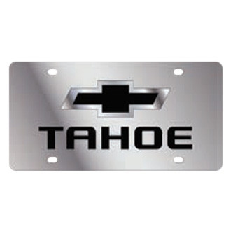 Eurosport Daytona® - GM Polished License Plate with Style 2 Black / Silver Silverado New Logo and Chevrolet Emblem