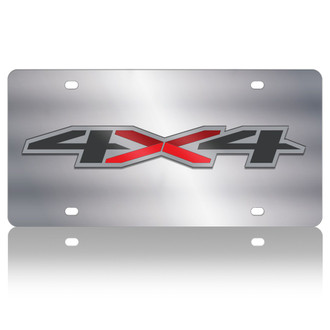 Eurosport Daytona® - GM Polished License Plate with Black Chevrolet 4X4 New Logo