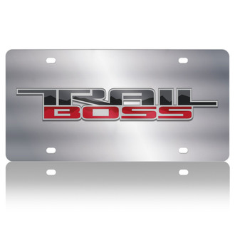 Eurosport Daytona® - GM Polished License Plate with Red / Silver / Black Trail Boss Logo