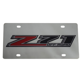 Eurosport Daytona® - GM Polished License Plate with Red / Silver / Black Z71 Off Road New Logo