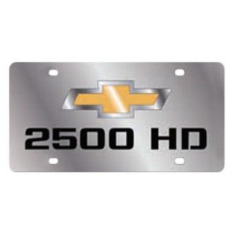 Eurosport Daytona® - GM Polished License Plate with Gold / Silver / Black 2500 HD Logo and Chevrolet Emblem