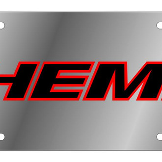 Eurosport Daytona® - MOPAR Polished License Plate with Black / Red HEMI Outline New Logo