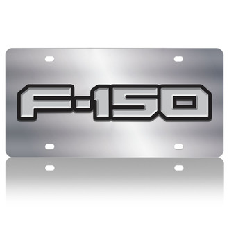 Eurosport Daytona® - Ford Motor Company Polished License Plate with Style 3 Black F-150 Badge New Logo
