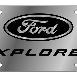 Eurosport Daytona® - Ford Motor Company Polished License Plate with Black Explorer New Logo and Black Ford Emblem
