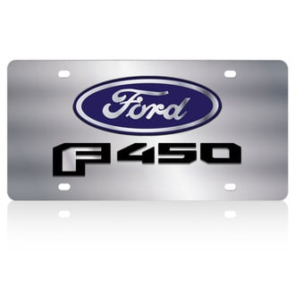 Eurosport Daytona® - Ford Motor Company Polished License Plate with Black F-450 Logo and Ford Emblem