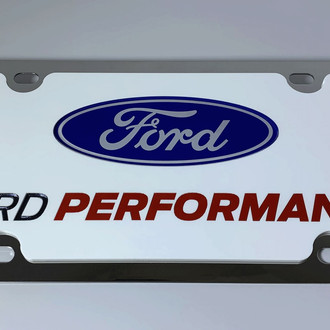 Eurosport Daytona® - Ford Motor Company White License Plate with Silver / Red Ford Performance Logo and Ford Emblem