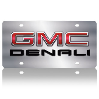 Eurosport Daytona® - GM Polished License Plate with Style 3 Black GMC Denali New Logo