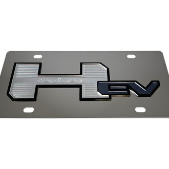 Eurosport Daytona® - GM Polished License Plate with Style 2 Black Hummer H2 Logo