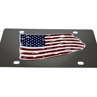 Eurosport Daytona® - LSN Polished License Plate with Distressed American Flag Logo