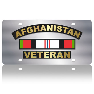 Eurosport Daytona® - LSN Polished License Plate with Afghanistan War Veteran Logo