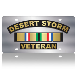 Eurosport Daytona® - LSN Polished License Plate with Desert Storm Veteran Logo