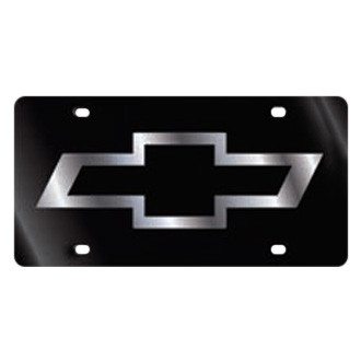 Eurosport Daytona® - GM Black License Plate with Black / Silver Chevrolet New Emblem