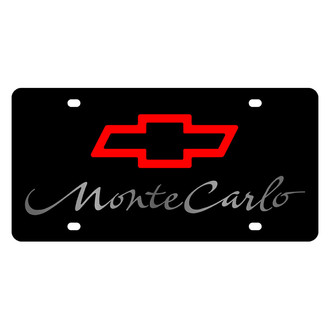 Eurosport Daytona® - GM Lazertag Black License Plate with Silver Monte Carlo Logo and Chevrolet Emblem