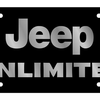 Eurosport Daytona® - MOPAR Lazertag Black License Plate with Black Jeep Unlimited Logo