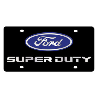 Eurosport Daytona® - Ford Motor Company Lazertag Black License Plate with Silver Super Duty New Logo and Blue Ford Emblem