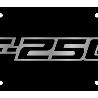 Eurosport Daytona® - Ford Motor Company Lazertag Black License Plate with Style 2 Silver F-250 Badge and Ford Emblem