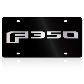 Eurosport Daytona® - Ford Motor Company Lazertag Black License Plate with Style 2 Silver F-350 Badge Logo