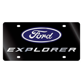 Eurosport Daytona® - Ford Motor Company Lazertag Black License Plate with Silver Explorer New Logo and Blue Ford Emblem