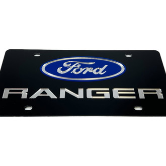 Eurosport Daytona® - Ford Motor Company Lazertag Black License Plate with Silver Ranger New Logo and Ford Emblem