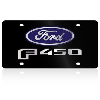 Eurosport Daytona® - Ford Motor Company Lazertag Black License Plate with Blue / Chrome Trucks New Logo and Ford Emblem