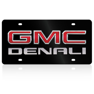Eurosport Daytona® - GM Lazertag Black License Plate with Style 2 Black GMC Denali New Logo