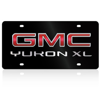 Eurosport Daytona® - GM Lazertag Black License Plate with Silver GMC Yukon XL New Logo