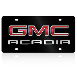 Eurosport Daytona® - GM Lazertag Black License Plate with Silver GMC Acadia New Logo
